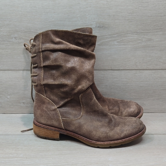 Sofft Women Sharnell  Aqua Leather Lace Up Back Moto Boots Shoes Sz 8.5 - Picture 2 of 15